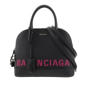 BALENCIAGA Top Handle Bag Handbag Shoulder Black Logo VILLE